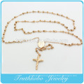 Collar de rosario religioso con cuentas de rosario de 4 mm con encanto de María y cruz de Jesús para cristianismo